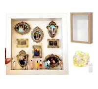 siduytin Esponi ricordi unici con il kit creativo fai da te Mini scatola con silhouette da museo con eleganti cornici dorate Kit creativo per l'esposizione dei ricordi con mini, colore del legno