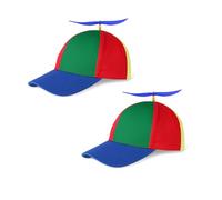 SIEBOLD 2 pezzi CappelliCappello eliche Elicottero Arcobaleno,Elicottero eliche Secchio cap Blocco ColoreLibellula Perline Estate Cappellino da Baseball Cappello Festa
