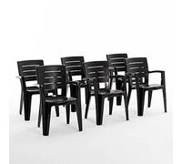 SIEDITI FUORI E DENTRO Sedie da giardino ed esterno Anita in polipropilene impilabili con braccioli (6, Antracite)