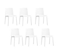 SIEDITI FUORI E DENTRO Sedie impilabili in polipropilene con fibra di vetro per esterno/giardino o interno, idrorepellenti e resistenti, design moderno e minimal - Yara (6, Bianco)