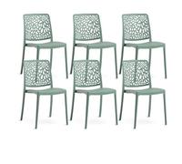 SIEDITI FUORI E DENTRO Sedie impilabili in polipropilene con fibra di vetro per esterno/giardino o interno, idrorepellenti e resistenti, design moderno e floreale - Sole (6, Verde Salvia)