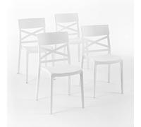 SIEDITI FUORI E DENTRO Sedie Martina in resina con fibra di vetro (4, Bianco)