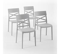 SIEDITI FUORI E DENTRO Sedie Martina in resina con fibra di vetro (4, Grigio Chiaro)