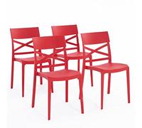 SIEDITI FUORI E DENTRO Sedie Martina in resina con fibra di vetro (4, Rosso)