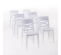 SIEDITI FUORI E DENTRO Sedie Martina in resina con fibra di vetro (6, Bianco)
