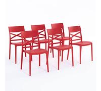 SIEDITI FUORI E DENTRO Sedie Martina in resina con fibra di vetro (6, Rosso)