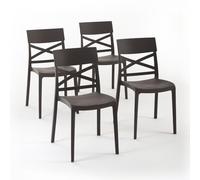 SIEDITI FUORI E DENTRO Sedie Martina in resina con fibra di vetro impilabili per l'interno/esterno (4, Moka)