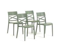 SIEDITI FUORI E DENTRO Sedie Martina in resina con fibra di vetro impilabili per l'interno/esterno (4, Verde Salvia)