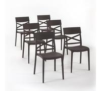 SIEDITI FUORI E DENTRO Sedie Martina in resina con fibra di vetro impilabili per l'interno/esterno (6, Moka)