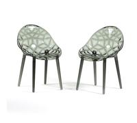 SIEDITI FUORI E DENTRO Sedie sala da pranzo in policarbonato trasparente, sedie trasparenti di design e moderne per cucina - Diamante (2 Sedie, Fumè)