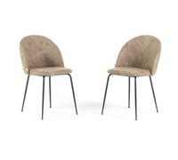 SIEDITI FUORI E DENTRO Set di 2 sedie poltroncine imbottite in tessuto ecopelle per cucina o sala da pranzo con gambe in metallo, sedie simil pelle - Sara