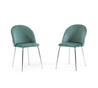SIEDITI FUORI E DENTRO Set di 2 sedie poltroncine Sara imbottite in velluto o teddy per cucina o sala da pranzo con gambe in metallo (Velluto Verde Giada, Gambe Argento)