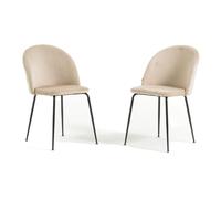 SIEDITI FUORI E DENTRO Set di 2 sedie poltroncine Sara imbottite in velluto per cucina o sala da pranzo con gambe in metallo (Gambe Grigio Scuro, Velluto Crema)
