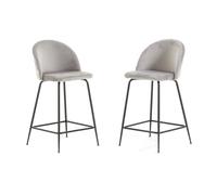 SIEDITI FUORI E DENTRO Set di 2 sgabelli Sara XL imbottiti in velluto per cucina/bancone/sala da pranzo con gambe in metallo h.65cm (Velluto Grigio Chiaro, Gambe Grigio Scuro)