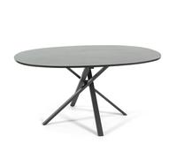 SIEDITI FUORI E DENTRO Tavolo ovale 150x100 cm con gambe ad incrocio e top in laminato effetto Granito, tavolo da pranzo per 4 persone, gambe ad X, stile modeno - Carlo