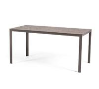 SIEDITI FUORI E DENTRO Tavolo rettangolare da esterno 156x78 cm, tavolo da giardino in acciaio verniciato e doghe in polietilene effetto legno (Tortora)