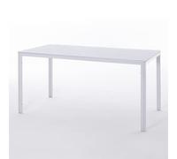 SIEDITI FUORI E DENTRO Tavolo rettangolare da esterno 156x78 cm, tavolo da giardino in acciaio verniciato e doghe in polietilene effetto legno (Bianco)