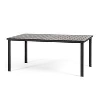 SIEDITI FUORI E DENTRO Tavolo rettangolare da esterno 180x90 cm, tavolo da giardino in acciaio verniciato e doghe in polietilene effetto legno (Nero)