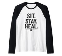 Siediti, resta, guarisci, stile vintage di Pet Therapy. Maglia con Maniche Raglan