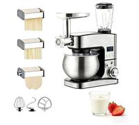 SIEEOUR 600 W Multifunzionale Mixer Da Cucina, 5.2 Qt Planetaria Con Display Digitale,Acciaio Inossidabile Mixer Elettrico Per Alimenti, Con Gancio Impastatore, Frusta, Accessorio Per Montare