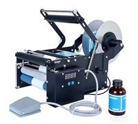 SIEEOUR Applicatore Versatile Elettrico, Macchina Etichettatrice Con Pedale Per Bottiglie, 30-40 Pezzi/Min Veloce E Precisa, Per Etichette Autoadesive Su Bottiglie Tonde Vetro, Plastica(Standard)