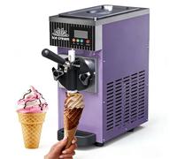 SIEEOUR Macchina Del Gelato, Macchina Per Gelato Soft Per Casa, Con Pulizia Automatica, Resa 4-5 Kg/H, Pannello Lcd, Ed Erogazione Costante,Per Famiglie, Ristoranti,Dessert Semplice(Purple)