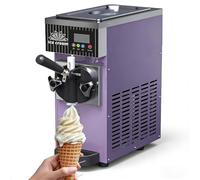 SIEEOUR Macchina Per Gelato Commerciale Monogusto, Macchina Per Gelato Da Bancone, Con Costruzione In Acciaio Inossidabile, Resa 4-5 Kg/H, Pannello Lcd Pulizia Auto, Per Uso Commerciale(Purple)