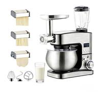 SIEEOUR Planetaria Con Tritacarne, 5,2 Litri Multifunzionale Elettrico Miscelatore Alimenti Con Display,Inclinabile Ciotola Acciaio Inossidabile, Include Gancio Per Impasto, Frusta, Per Cottura