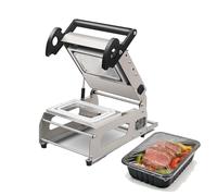 SIEEOUR Sigillatrice, Sigillatrice Commerciale Per Scatole Fresche, Design A Pressione Manuale Per 7-8 Sigillature/Min, Acciaio Inossidabile, Ideale Per Vassoidi Di Carne, Pesce, Frutta & Verdura