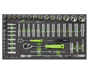 Siegen by Sealey S01271 - Set di chiavi a bussola con attacco quadro da 1/4" e 1/2", 62 pezzi