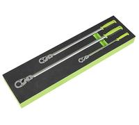 Siegen by Sealey S01333 - Set di chiavi a cricchetto extra lunghe con testa flessibile, 3 pezzi