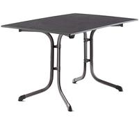SIEGER KT 3160-55 Boulevard - Tavolo pieghevole con piastra vivodur, 120 x 80 cm, struttura tubolare in acciaio, piano d'appoggio in ardesia, colore: grigio ferro e ardesia antracite