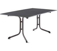 SIEGER KT 3180-55 Boulevard - Tavolo pieghevole con piastra vivodur, struttura tubolare in acciaio, decorazione in ardesia, grigio ferro e ardesia, 165 x 95 cm, antracite