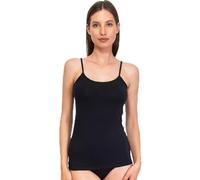 SIELEI, Canotta Semplice Senza Imbottitura con Spalline Sottili, Realizzata in Cotone Biologico, 100% Naturale, Designed in Italy, Color Nero, Taglia XXL