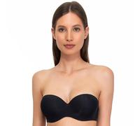 SÌèLEI, Fascia con Coppe Graduate, Realizzata in Morbida Microfibra, con Finiture Invisibili, Ferretto Invisibile, Spalline Removibili, Designed in Italy, Color Nero, Taglia 4C