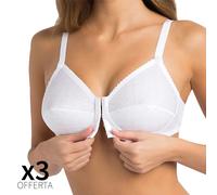 SIèLEI OFFERTA 3 REGGISENI APERTURA CON GANCI DAVANTI SENZA FERRETTO COTONE 20