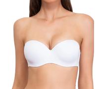 SÌèLEI, Fascia con Coppe Graduate, Realizzata in Morbida Microfibra, con Finiture Invisibili, Ferretto Invisibile, Spalline Removibili, Designed in Italy, Color Bianco, Taglia 2C