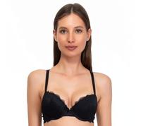 SIELEI, Reggiseno con Coppe Graduate e Ferretto per Un Effetto Push-up, Realizzato in Morbido Pizzo, Spalline Regolabili, Designed in Italy, Color Nero, Taglia 4B