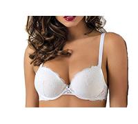 SÌèLEI, Reggiseno con Coppe Graduate e Ferretto per Un Effetto Push-up, Realizzato in Morbido Pizzo, Spalline Regolabili, Designed in Italy, Color Cipria, Taglia 1B