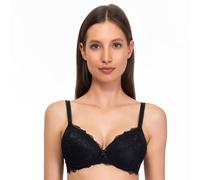 SÌèLEI, Reggiseno con Coppe Graduate e Senza Ferretto per Un Effetto Push-up Leggero, Realizzato in Morbido Pizzo, Spalline Regolabili, Designed in Italy, Color Nero, Taglia 4B