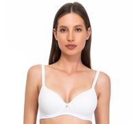 SÌèLEI, Reggiseno con Coppe Graduate Senza Ferretto, Realizzato in Cotone Biologico, 100% Naturale, Designed in Italy, Color Bianco, Taglia 2B