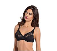 SIELEI, Reggiseno Francese con Ferretto, Realizzato in Morbido Pizzo e Foderato in Cotone, Tante Taglie Disponibili, Spalline Regolabili, Designed in Italy, Color Nero, Taglia 6D