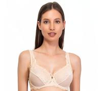 SÌèLEI, Reggiseno Francese con Ferretto, Realizzato in Morbido Pizzo, Tante Taglie Disponibili, Spalline Regolabili e Regolatore della Schiena in Regalo, Designed in Italy, Color Cipria, Taglia 6D