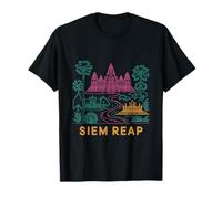SIEM Reap Cambogia Line Art Viaggi Illustrazione Grafica Maglietta