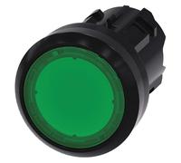Siemens 3SU10010AA400AA0 Pulsante illuminato in plastica, IP66, IP67, grado di protezione IP69K, plastica nera, 22 mm, verde