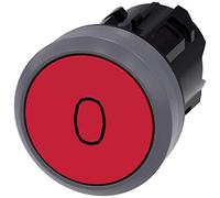 Siemens 3SU10300AB200AD0 - Pulsante in plastica con anello frontale in metallo, IP66, IP67, grado di protezione IP69K, in metallo opaco, 22 mm, rosso