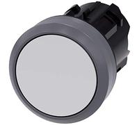 Siemens 3SU10300AB600AA0 - Pulsante in plastica con anello frontale in metallo, IP66, IP67, grado di protezione IP69K, in metallo opaco, 22 mm, bianco