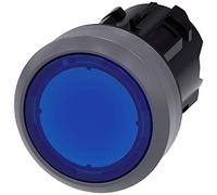 Siemens 3SU10310AB500AA0 Pulsante illuminato in plastica con anello frontale in metallo, IP66, IP67, grado di protezione IP69K, metallo opaco, 22 mm, blu