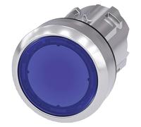 Siemens 3SU10510AA500AA0 Pulsante illuminato, plastica e metallo, IP66, IP67, grado di protezione IP69K, metallo lucido, 22 mm, blu