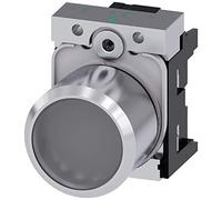 Siemens 3SU12510EB700AA0 Illum.Pulsante, tratto esteso, plastica e metallo, IP66, IP67, grado di protezione IP69K, metallo lucido, 22 mm, trasparente